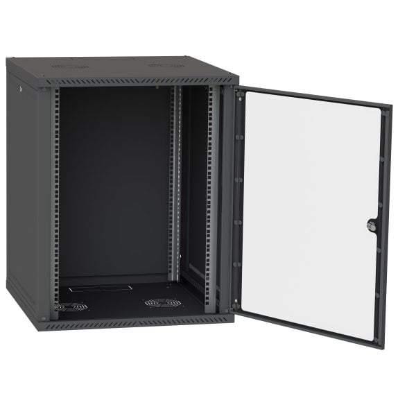 15 HE Serverschrank, Wandgehäuse, mit Glastür, Tiefe 450mm