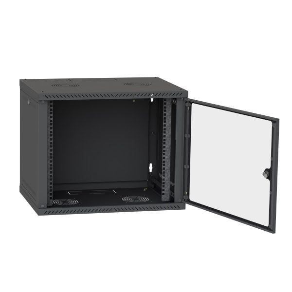 12 HE Serverschrank, Wandgehäuse, mit Glastür, Tiefe 450mm