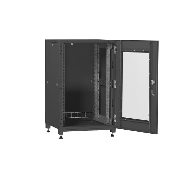 Szafy Rack Stojące 19″ 18U 600 drzwi szklane (9005)