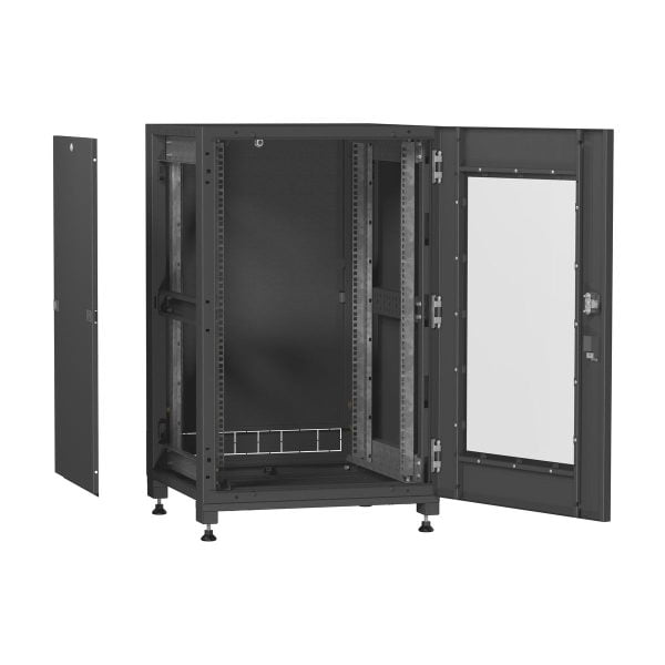 Szafy Rack Stojące 19″ 18U 600 drzwi szklane (9005)