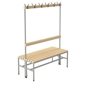 Changing room bench with hooks